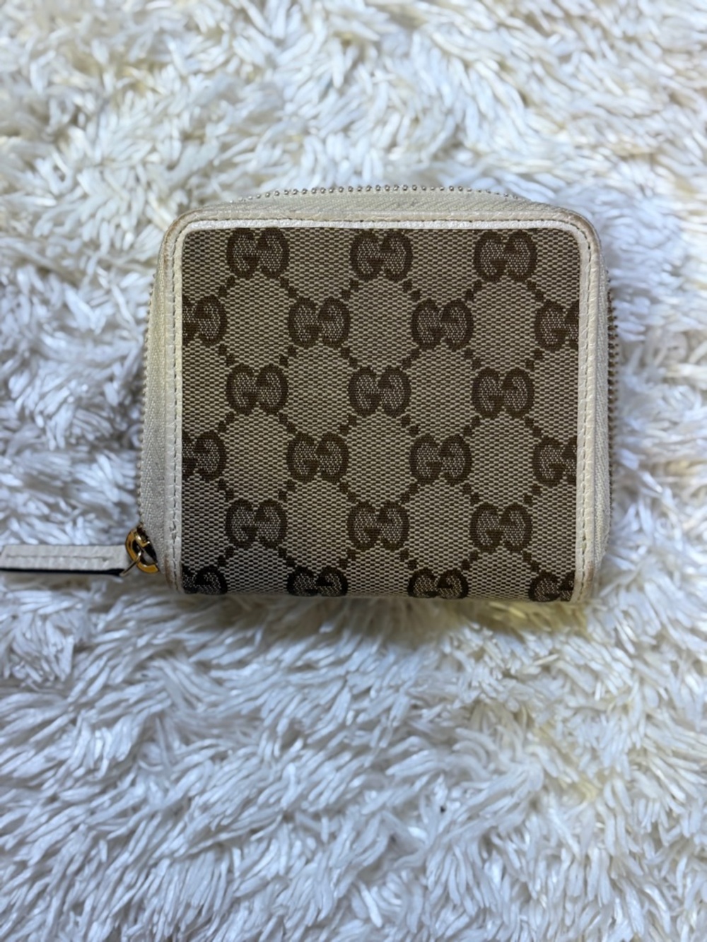 Gucci Beige GG Canvas Wallet with Cream Leather Trim - Picture 2 of 9